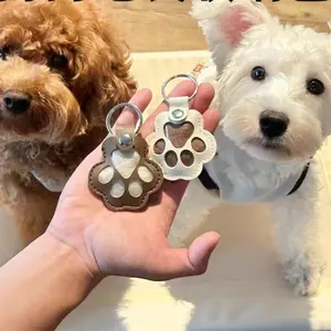 Cat and Dog Hair Keychain Creative Pet Cat and Dog Decoration For Pet Owners to Collect and Commemorate - Portable Pu Leather Tag for Diy Cat/Dog Paw Print & Hair Storage