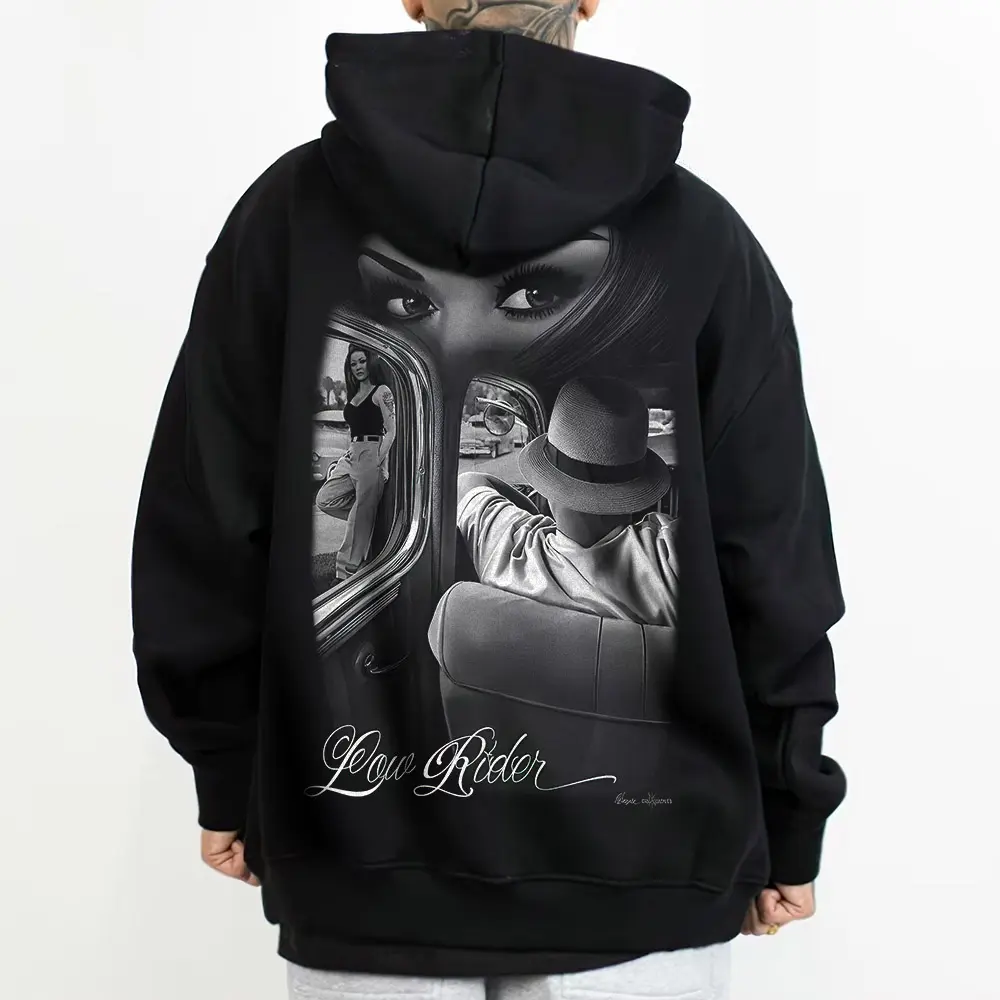 Women's Melanated Lowrider Cholo Chola Chicano Dga Pullover Hoodie - Unisex Oversized Loose-Fit Longsleeves, 50% Cotton 50% Polyester Medium-Heavy Comfortable Sweatshirt Fabric