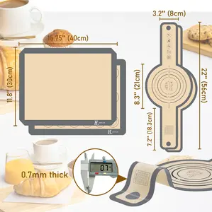 Silicone Bread Sling for Dutch Oven, 2 Counts Baking Mat &2 Counts Non-stick & Easy To Clean Bread Baking Mat, Reusable Bread Sling with Long Handle, Bread Baking Supplies, Kitchenware, Kitchen Gadgets, Kitchen Accessories, Baking Tools