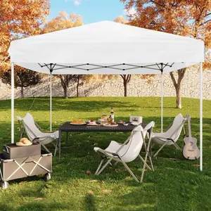 10x10 Pop Up Canopy Tent, with 3 Adjustable Height, Outdoor Sun Shade with 4 Sandbags & Carrying Bag for Camping, Parties,Outdoor Events-White