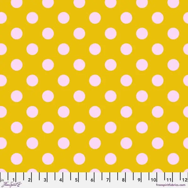 Fabric FreeSpirit Tula Pink Marigold Pom Pom by the Quarter Yard PWTP118.MARIG