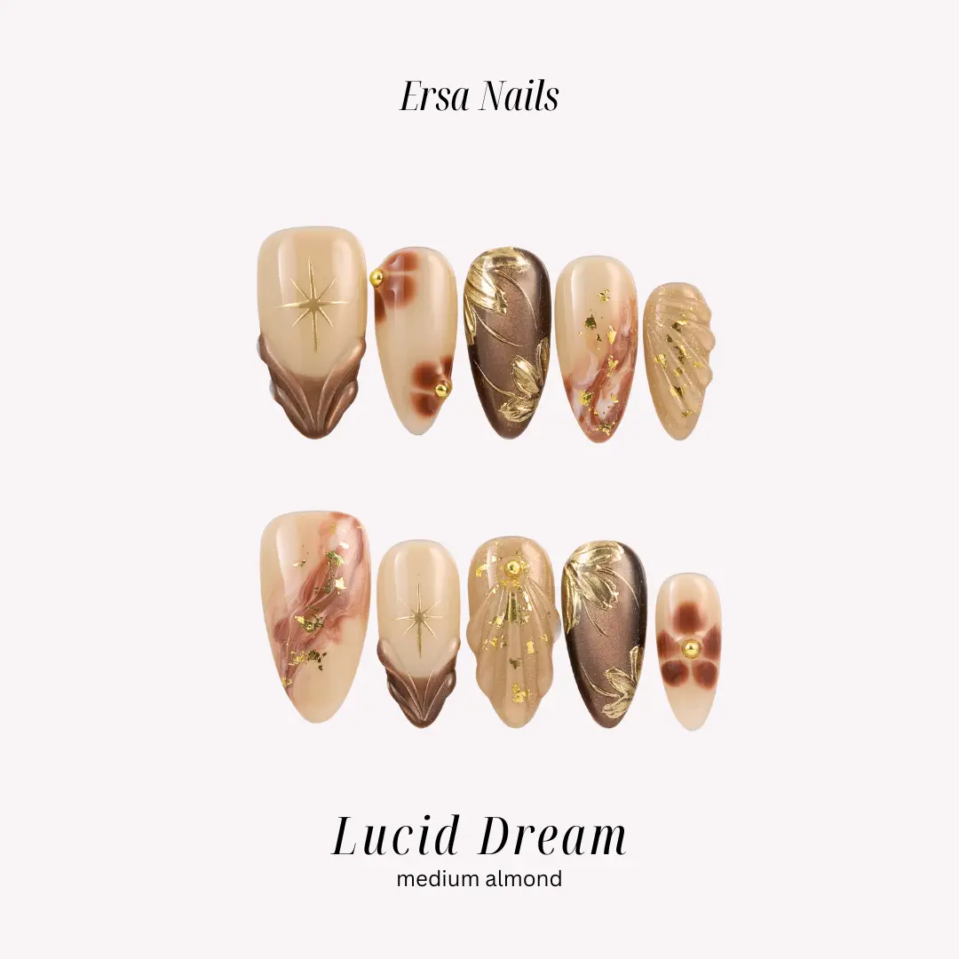 ErsaNails MOCHA Collection – Handmade Press-On Nails 10PCS | Acrylic, Reusable, Salon-Quality, Long-Lasting, Glossy Design