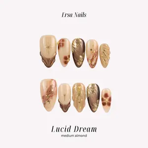 ErsaNails MOCHA Collection – Handmade Press-On Nails 10PCS | Acrylic, Reusable, Salon-Quality, Long-Lasting, Glossy Design