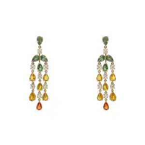 Pear Sapphire & Diamond Chandelier Earrings – 18k Gold