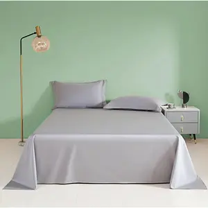 Size Flat Sheet Only, Soft 300 Thread Count   Sheets, Sateen, Cooling & Breathable Bed Sheets, Top Sheet, Flat Sheet Only, Single Flat Sheets Only (, Gray)