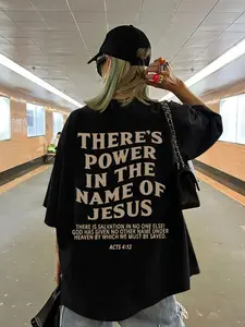 Unisex Christian Graphic Round Neck T-Shirt, Inspirational Casual Wear, Streetwear, Loose-Fit Faith-Based Clothing, Modest Summer Apparel for Women & Men