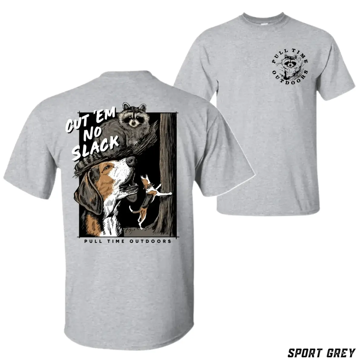 Cut Em No Slack Hunting Dog Shirt Coonhound Raccoon Treeing Graphic Tee Funny Hunting T-Shirt Outdoor Hunter Gift All-Season Cotton T-Shirt