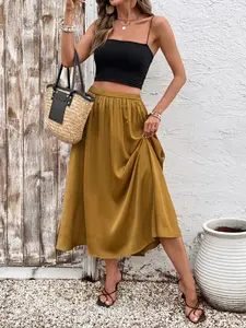 Women's Elegant Long A-Line Flare Fitted Dress, Perfect for Parties and Casual Wear, Stylish and Comfortable Fashion, Womenswear, Skirt, Bottoms