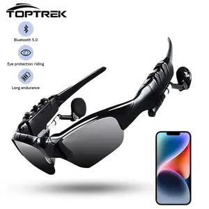 Toptrek Sports Stereo Wireless  Cycling Sunglasses 5.0 Headset Phone Polarized Driving Sunglasses Riding Eyes Glasses  Bluetooth Smart