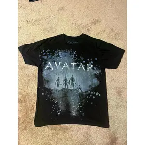 Vtg Great Shape 2009 Avatar Movie Shirt Black M James Cameron Silver Foil Print
