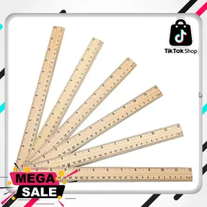 60 Pack Wooden Ruler 12 Inch Rulers Bulk Wood Measuring Ruler Office Ruler 2 Scale