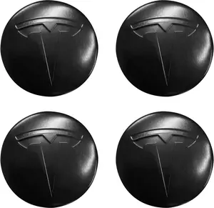 4 Pack Aluminum Waterproof Wheel Cover Center Emblem Sticker for Tesla Model 3 Model Y 56mm Hubcaps Wheel Rim Cover (Matte Black)