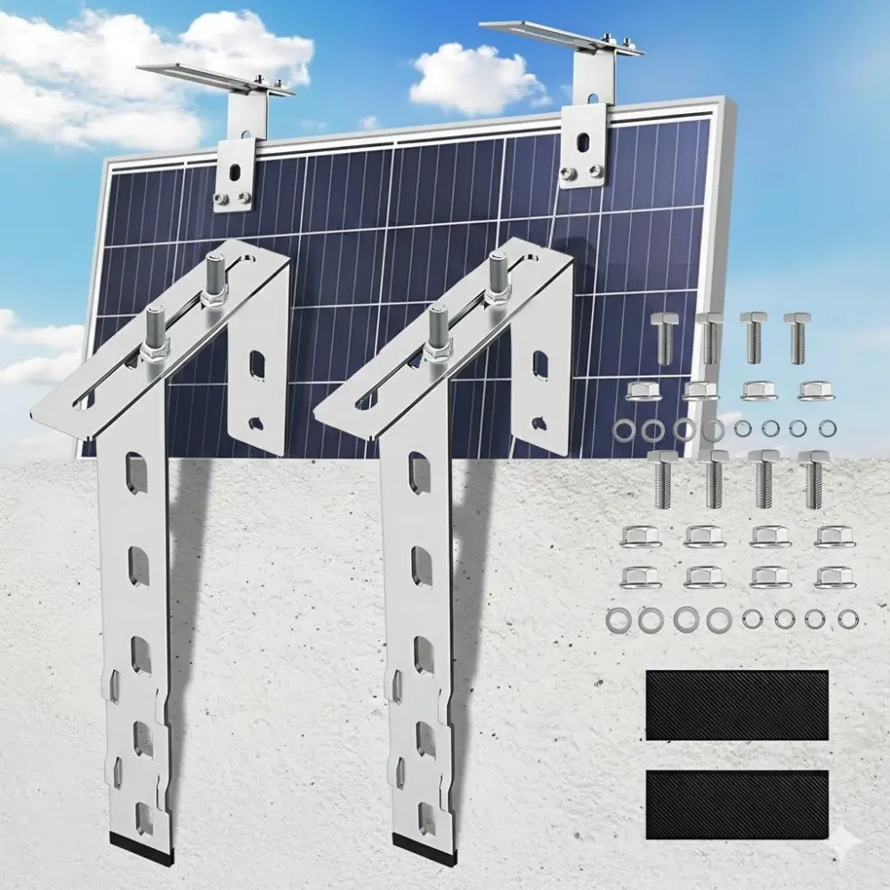 Solar Mounting Kit for Balcony Railings: No-Drill Hook Brackets for Square Rail PV Panels, Secure Damage-Free Installation, Rust-Proof Design for Home Solar Systems, Easy Setup for Patio & Balcony.