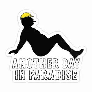 "Another Day In Paradise" Peel-Off Easy Bold-Color Vibrant Vinyl Outdoor Sticker & Office Label, Multi-Size (Model 5R1)