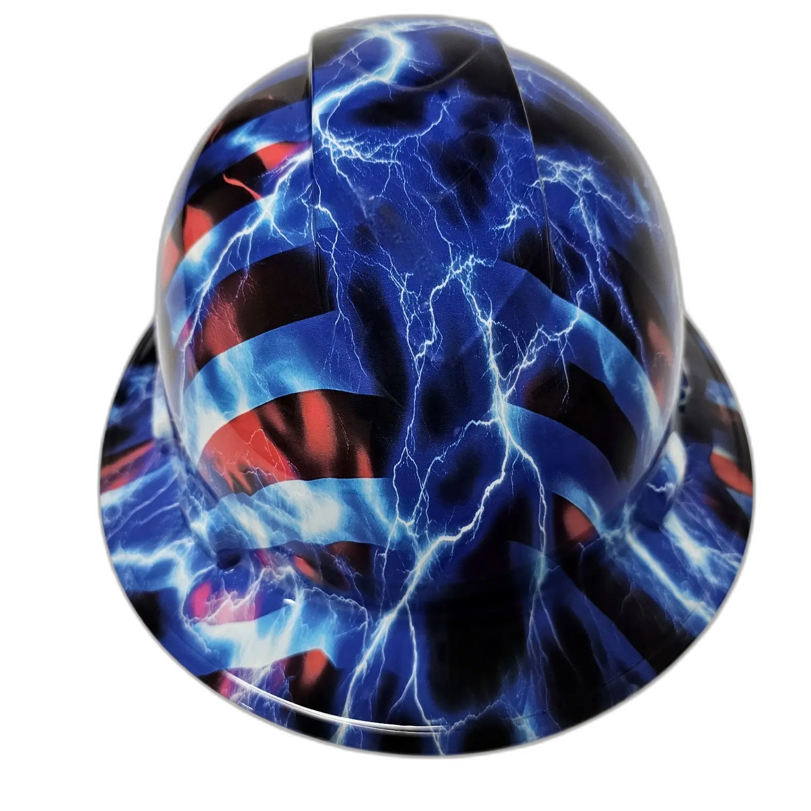 American Flag & Lightning Bolts - Custom Hydro Dipped Full Brim Hard Hat