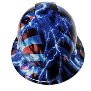 American Flag & Lightning Bolts - Custom Hydro Dipped Full Brim Hard Hat