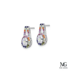 Rainbow Halo Drop Earrings