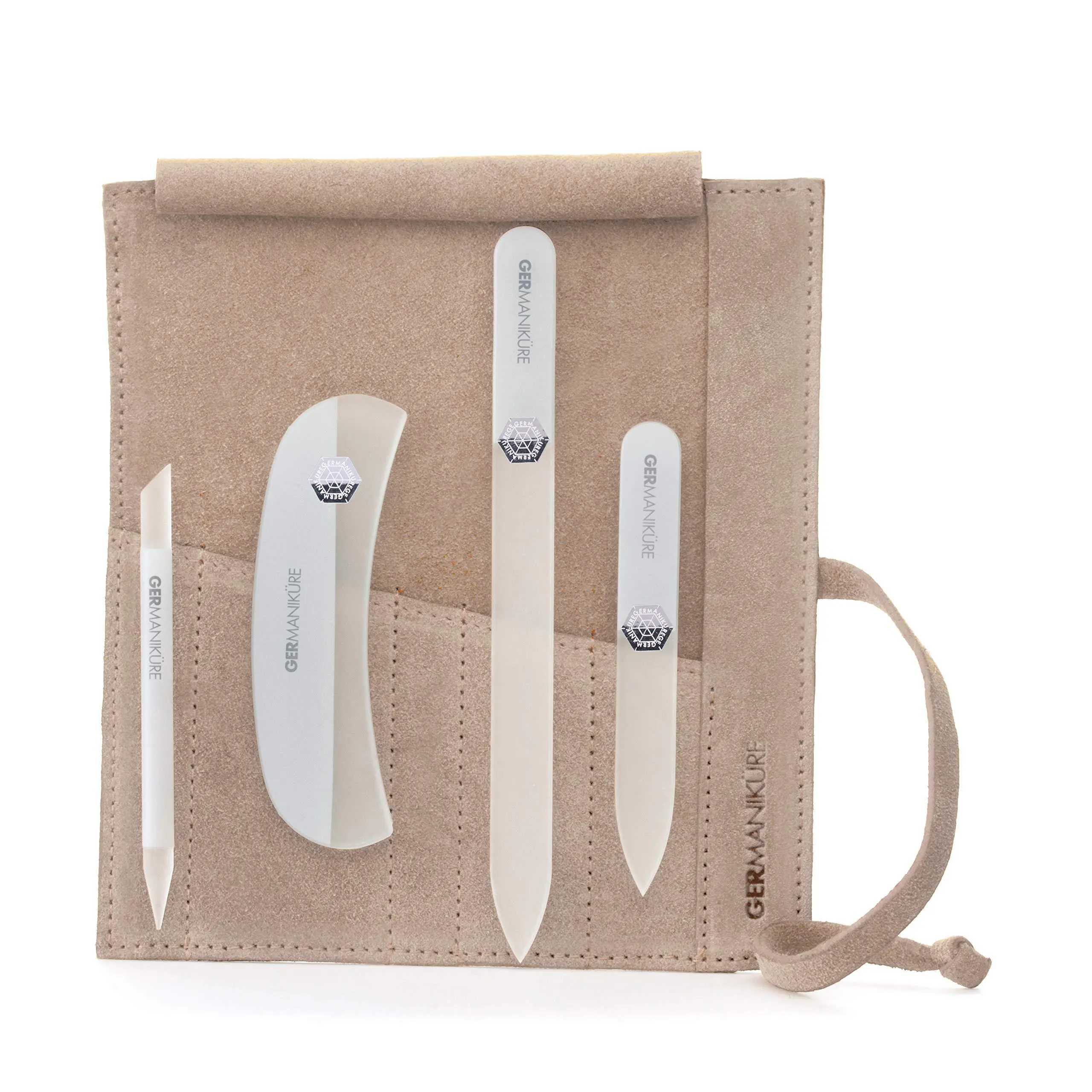 4pc Glass Suede Nail File Small Travel File moonfile Cuticle Stick Crystal Manicure Set Smooth