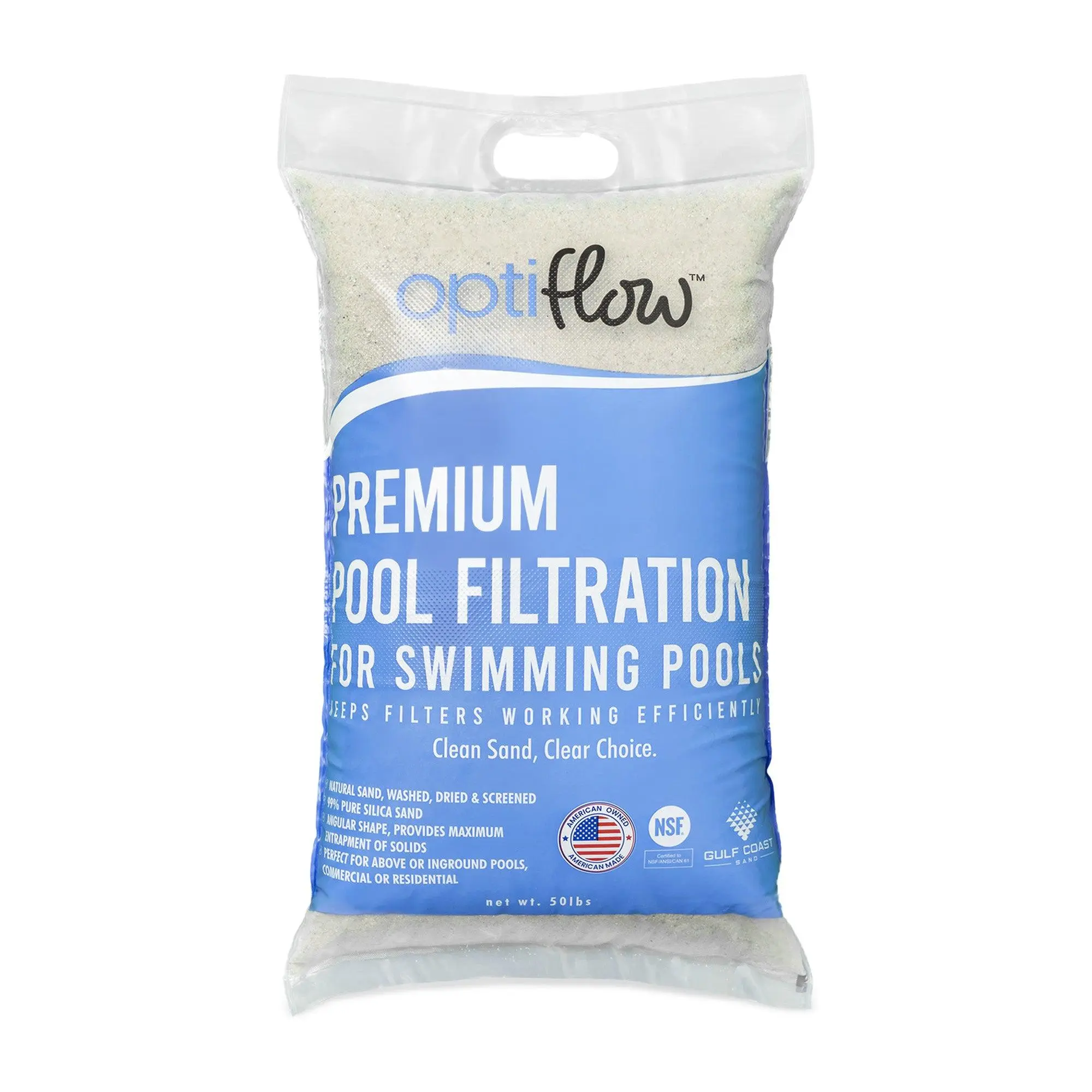 OptiFlow 50 Lb Premium Pool Filtration Angular Sand with Pure Silica Formula OptiFlow 50 Lb Premium Pool Filtration Angular Sand with Pure Silica Formula