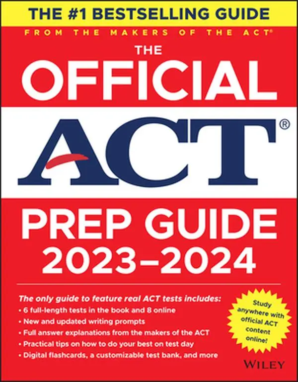 USED Book - The Official ACT Prep Guide 2023-2024: Book + 8 Practice Tests + 400 Digital Flashcards + Online Course by ACT (Paperback) - english