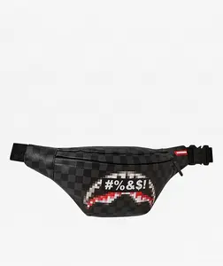 Need Poem Sprayground Censored Black Checker Fanny Pack
