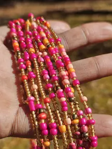 Pink Passion Waistbeads - Tie-on Cotton Thread Design for Comfortable & Stylish Wear - Perfect for Casual Outings & Parties