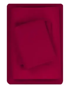 Mainstays 300 Thread Count Cotton Rich Percale Sheet Set – Twin, Breathable & Wrinkle-Resistant - Sedona Red