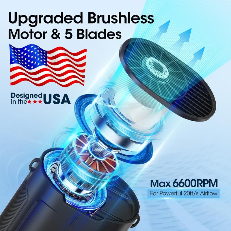 Portable Waist Fan with Dual Clip up to 25 H 4 Speeds 6600 RPM Gale-Force Airflow Wearable Belt Fan Neck Fan for Sport Outdoor Jobsite Traveling