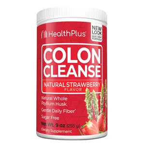 Health Plus Colon Cleanse Powder Strawberry Flavor – Psyllium Fiber Detox Supplement for Bloating Relief, 9 oz