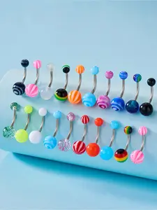 Random Color Belly Ring, Fashionable Body Jewelry for Women & Girls, Body Piercing Belly Ring for Party, Daily Clothing Decor, Trendy All-match & Exquisite Jewelry for Birthday Gift, Belly Button Piercing