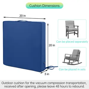 16*16*3 or 20*20*3 two-piece outdoor waterproof square cushion for patio chair rattan chair office chair outdoor cushion be life seatcushion