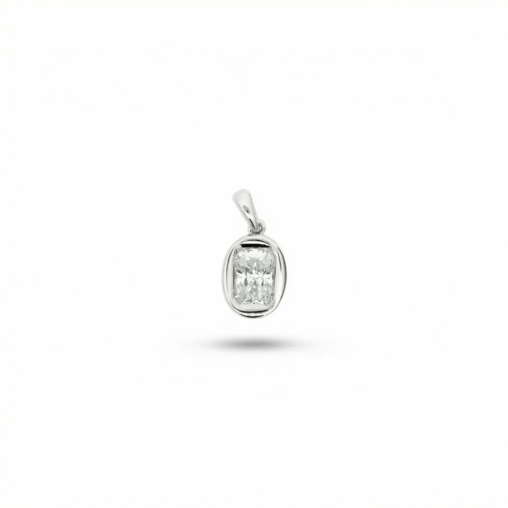Classic Single Stone Radiant-Cut Bezel-Set Solitaire Moissanite Pendant, Artificial Gemstone Necklace Accessory, Unisex
