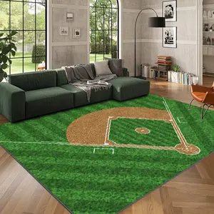 Velvet + Soft Comfort Modern Style Baseball Field Elements Pattern Printed Carpet, Modern Indoor Rug, Home Decoration Carpet, Living Room Large Carpet Sofa Cushion Door Mat Coffee Table Mat Bedroom Carpet Bedside Carpet
