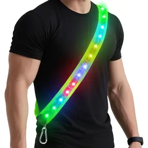 LED Reflective Sash Light Up Vest for Night Walking with 5 Colors & 4 Light Modes, Rechargeable High Visibility Neon Safety Gear for Men Women  Walking