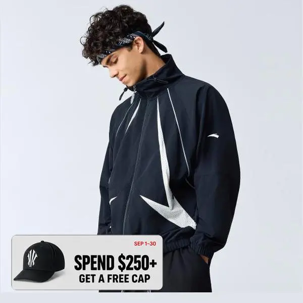 ANTA MEN KAI Track Top Black Purple Sporty Jacket Activewear Long-Sleeve Athleisure Gym Casual Streetwear Fall Layering Gym Training Kyrie Irving