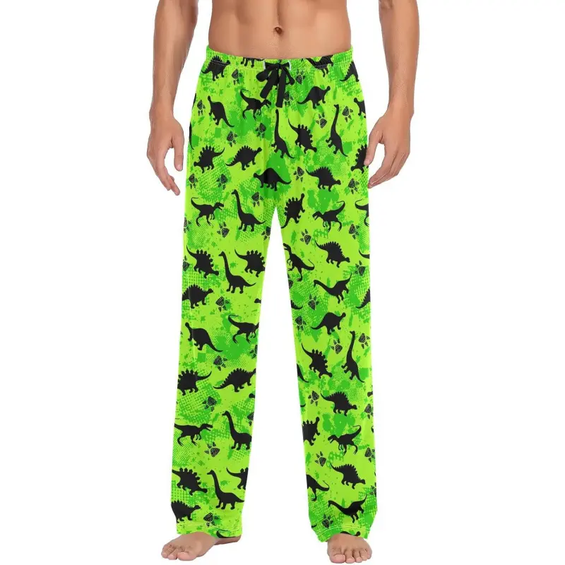 Men's Pajama Pants Soft Comfy Dinosaur Green Sleep Lounge Pants Pjs Bottoms with Pockets