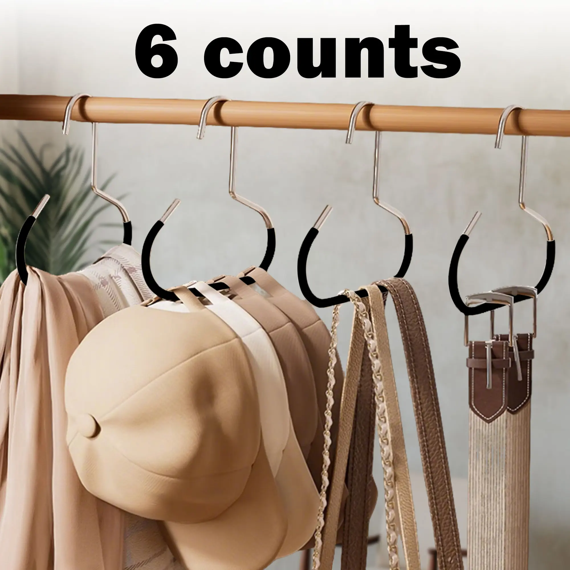 6 Counts Hat Organizer, Multi-Colored Hat Holder with Breathable Mesh & Heavy-Duty Webbing
