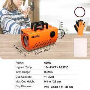 VEVOR Mug Heat Press Machine, 30oz Tumbler Heat Press, Sublimation Transfer 11-15oz 16-25oz 30oz Straight Skinny Tumblers, Cup Heat Press with Heat-resist Gloves, Tape, DIY Ceramic Mugs Glasses