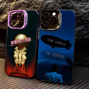 Fashion The World Is Yours S-Scarfaces Colorful Silver Back Phone Case For IPhone 17 16 15 14 13 12 11 Plus Pro Max Plus Samsung Galaxy S26 S25 S24 S23 S22 Christmas gift