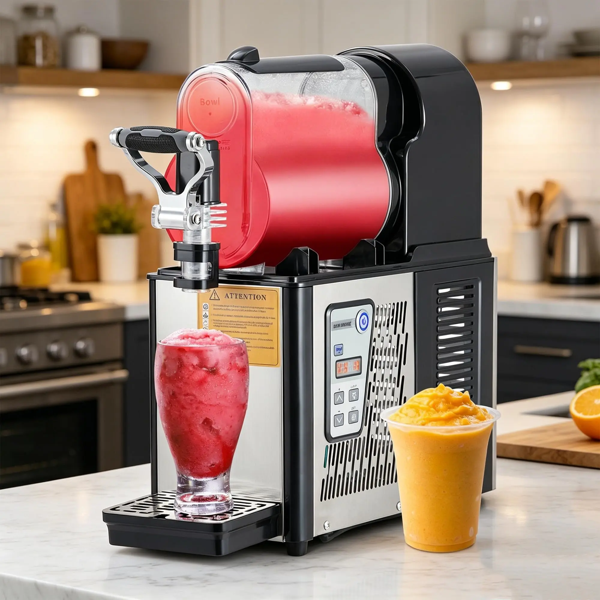 Commercial Slushy Machine - 3L Single BPA-Free PC Tank Frozen Drink Maker, 300W LED Light-Equipped Unit with Digital Control, Adjustable Slush Hardness, Self-Cleaning Compact Design for Home & Restaurant