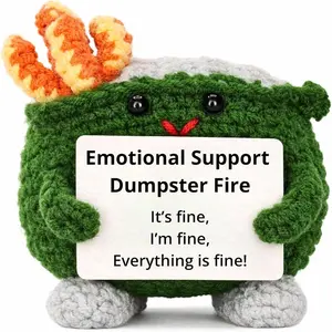 Emotional Support Dumpster Fire Crochet, Handmade Positive Support Gift. Counselor, Teacher, Co Worker Office Desk Decor. Friends and Family. Funny Stress Relief Gag Gift.