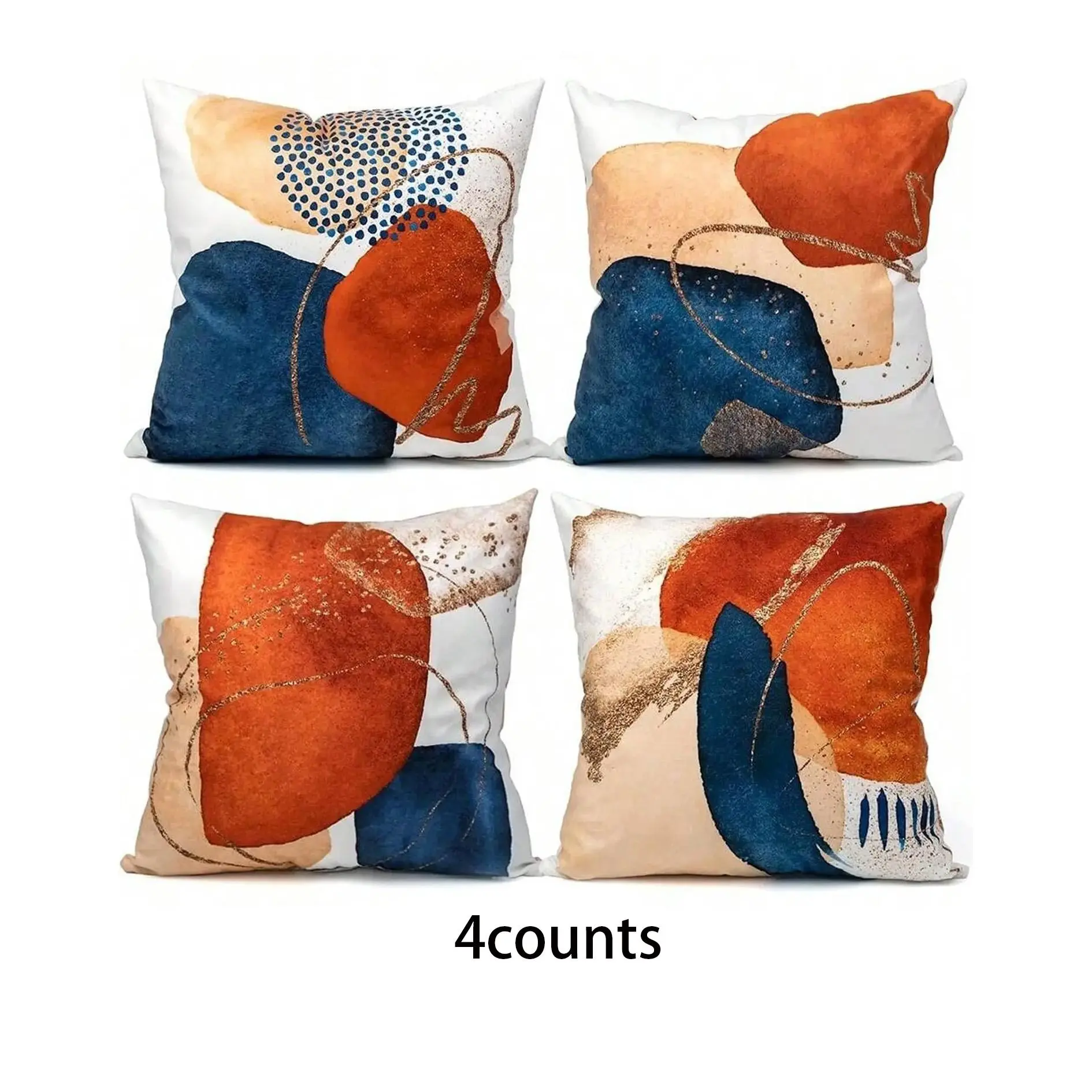 Abstract Bohemian Throw Pillowcase Set, 4 Counts/set Geometric Minimalist Art Deco Sofa Bed Pillow Cases, Cushion Cover, Household Decoration Supplies, Creative Decorative Cushion, Bedroom Decorative Accessories, Room Cozy Accessories