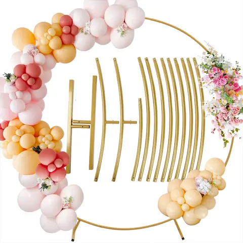 7.2FT Large Smooth Metal Round Balloon Arch Kit - Festive Party Decor for Christmas, New Years, Bonfire Events, Business Gatherings, Wedding Photo Backdrop Supplies