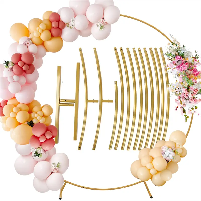 7.2FT Large Smooth Metal Round Balloon Arch Kit - Festive Party Decor for Christmas, New Years, Bonfire Events, Business Gatherings, Wedding Photo Backdrop Supplies