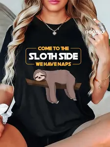 100% Cotton Unisex Come To The Sloth Side T-Shirt - Funny Sloth Pun T-Shirt Casual Top