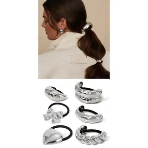 Ponytail Hair Cuff Silver Metal Hair Tie Accessories