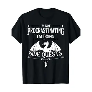 [100% Cotton] [100% Cotton] I'M Not Procrastinating I'M Doing Side Quests RPG Gamers T-Shirt T-Shirt For Men And Women