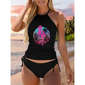 Zoo Animal Tropic Summer Sunrise Gift Flamingo Two Piece Swimsuit