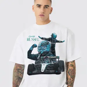 George Russell T-Shirt, Racing Driver Graphic Print Tee, Speed Car Formula Racing Shirt, Motorsport Fan Apparel, Unisex Streetwear Racing Tee