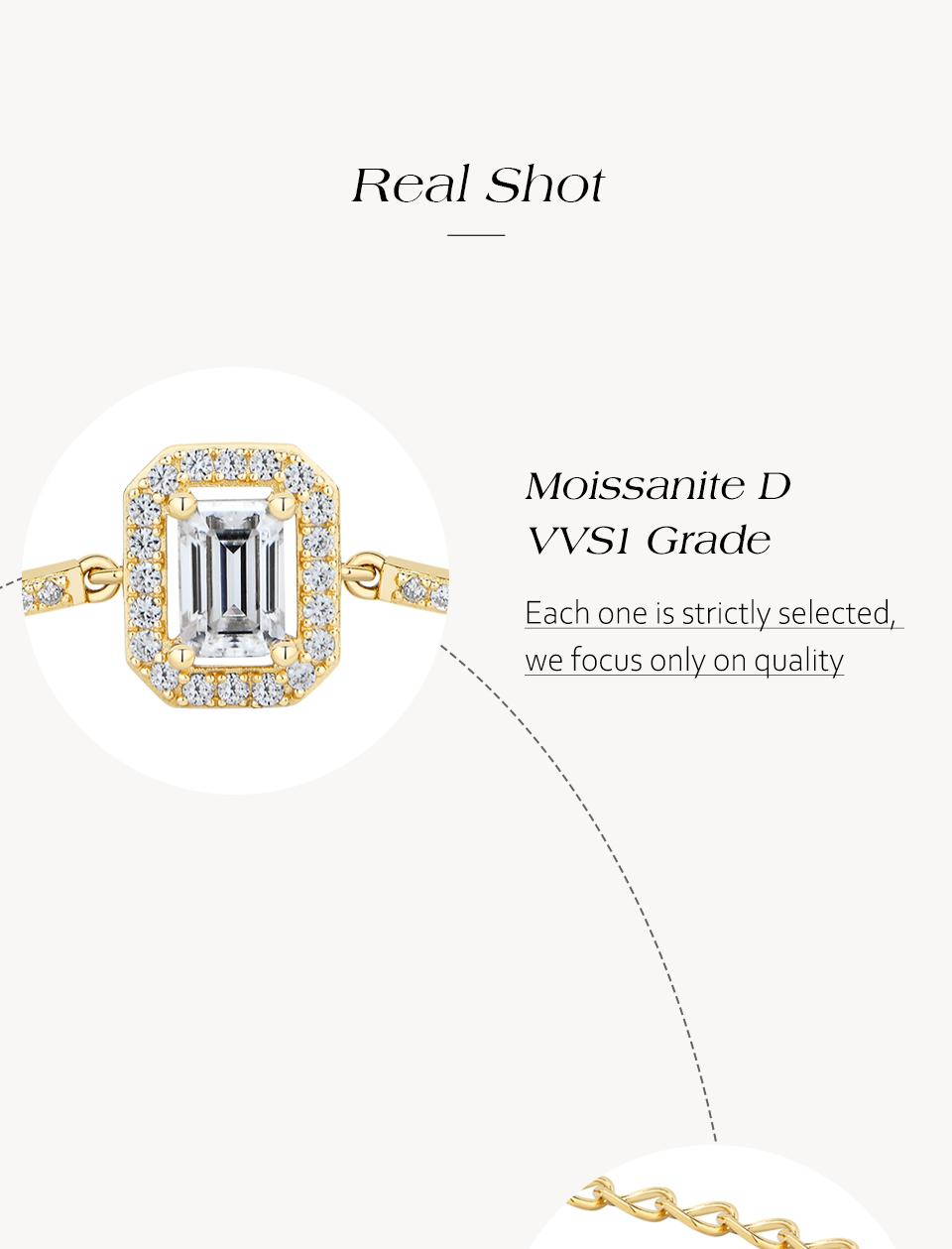 ATTAGEMS 0.6ct Octagon Cut D Color VVS1 Lab-Grown Moissanite Bracelet for Women Dating Anniversary Wedding Gift High Quality Trendy Fine Jewelry B076